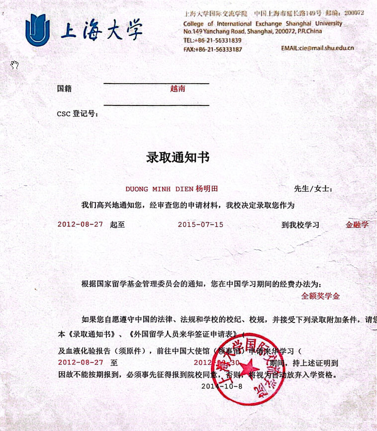 Học bổng Thạc sĩ toàn phần